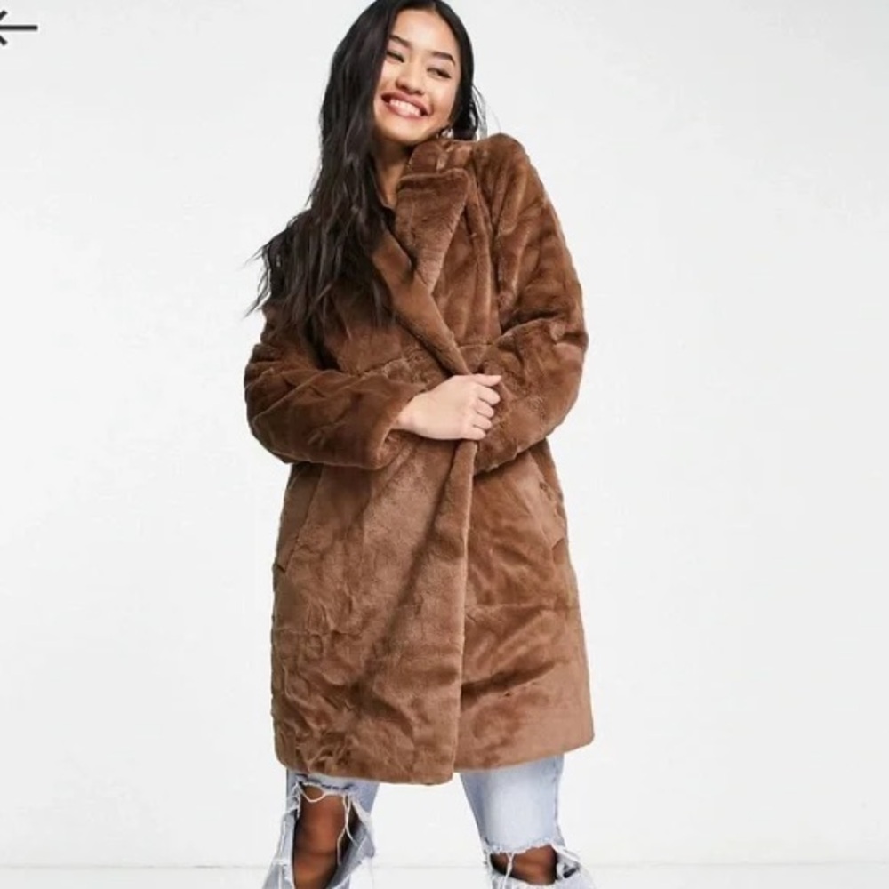 Hollister Brown Faux Fur Teddy Coat